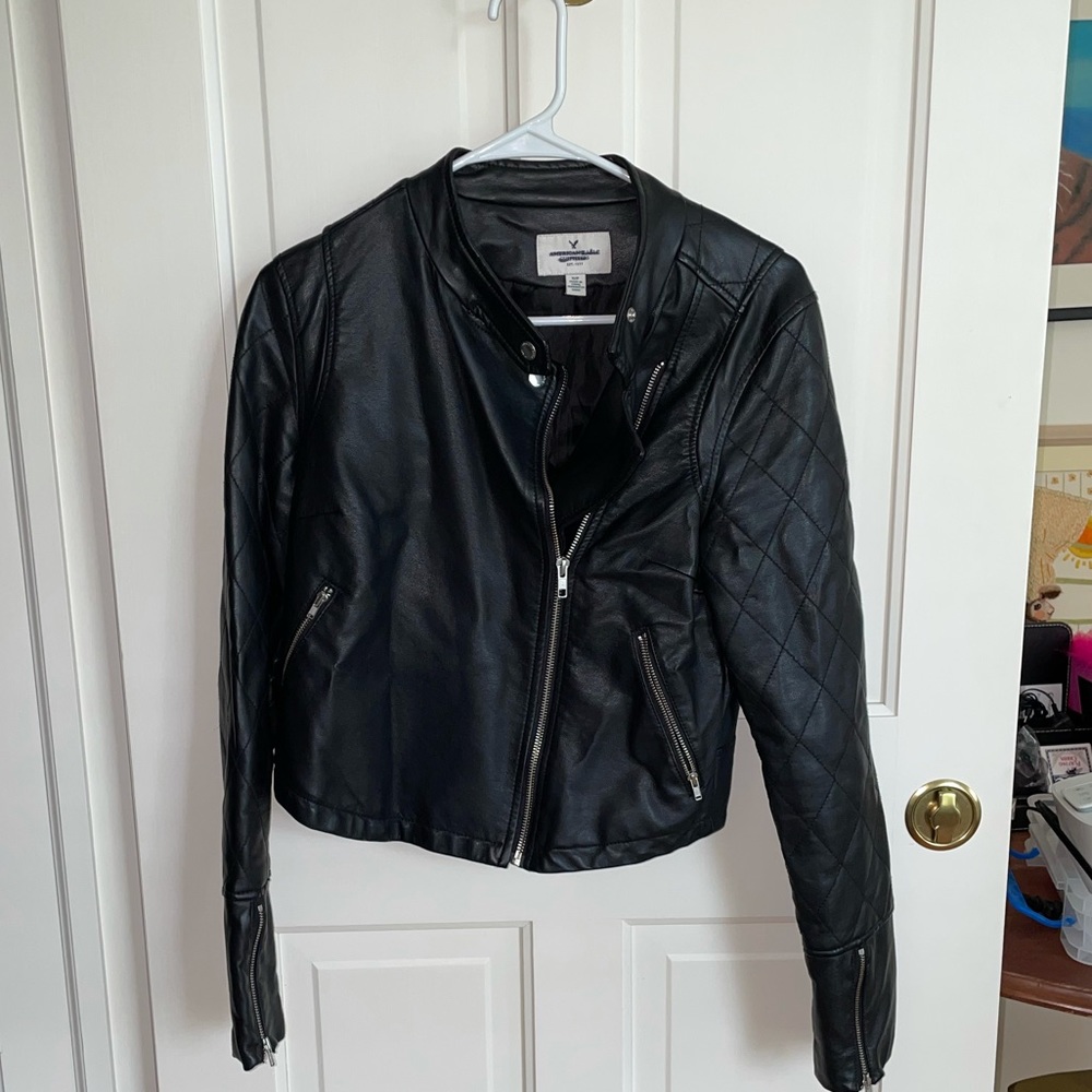 American Eagle black leather jacket